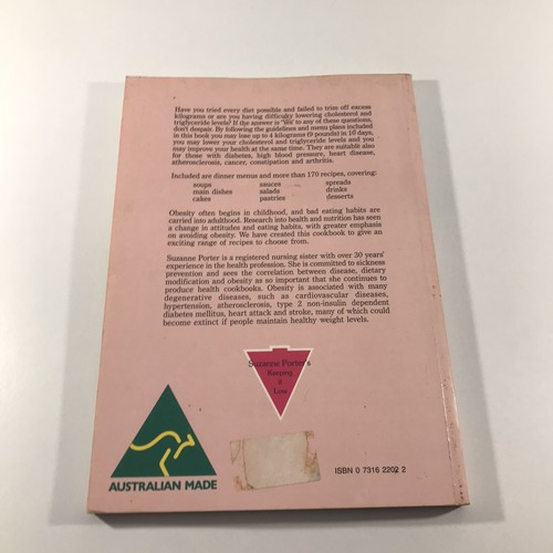 Libro de cocina de bolsillo bajo en colesterol de 1988 de Suzanne Porter's Keeping It Low - Imagen 2 de 10