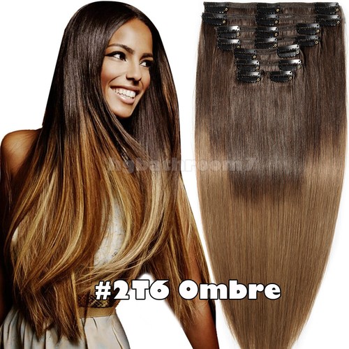 Extensiones de cabello 100% humano con clip grueso brasileño en doble trama Remy EE. UU. - Imagen 69 de 173
