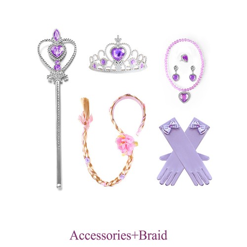 Rapunzel Fancy Dress Up Princess Costume Cosplay Outfit Girls Kid Christmas Gift - Picture 12 of 13