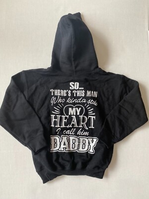 Daddy has my Heart Youth XS Pullover Hoodie Black