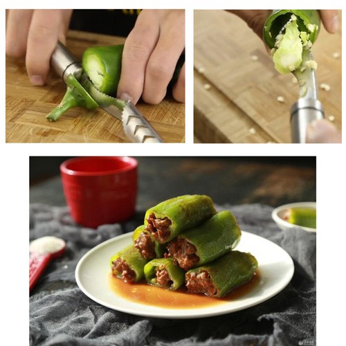2 Pieces Pfefferentferner Küchenwerkzeug Entkerner Chili Ausstecher - Bild 11 von 12