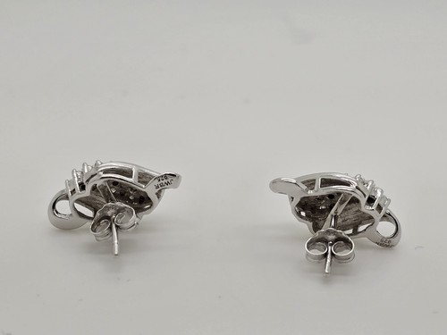 JWBR Sterling Silver Genuine Diamond Cluster Earrings Post Stud Beautiful - Picture 11 of 14