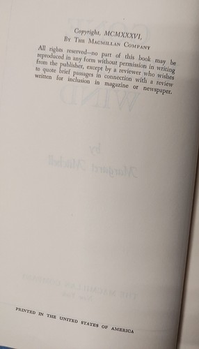 Vintage 1936 Gone With The Wind MARGARET MITCHELL Book Club Edition Hardcover - Picture 3 of 4