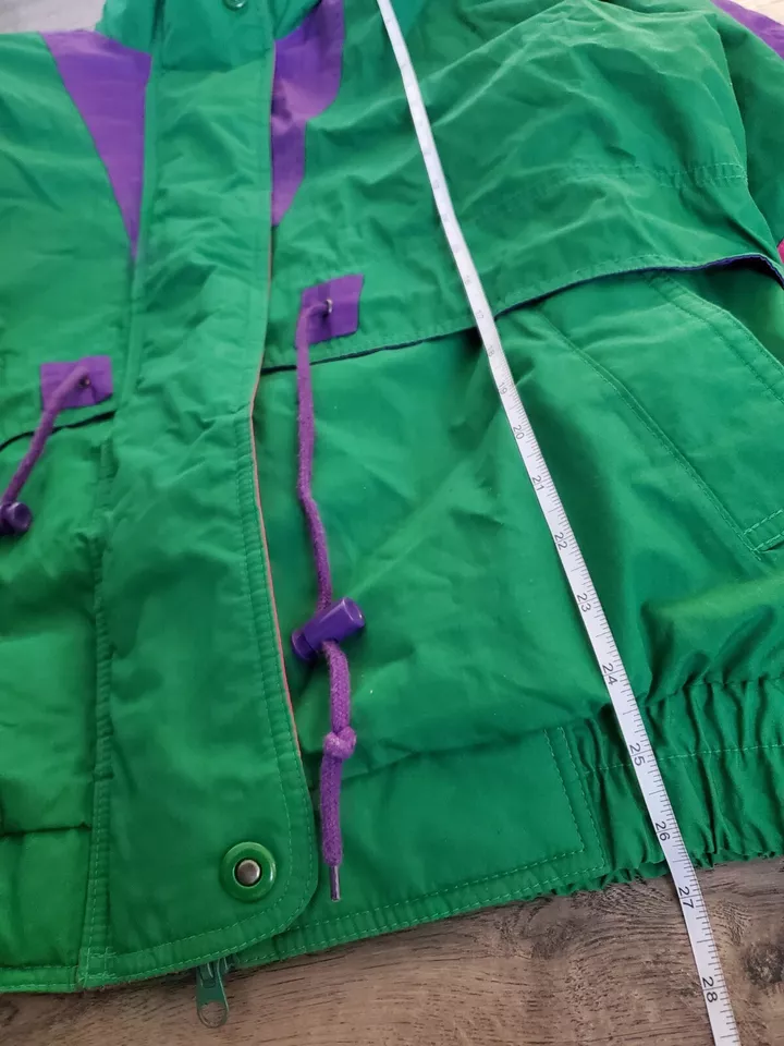 Chaqueta de esquí cortavientos con capucha forrada en bloques de colores Pacer vintage para mujer talla M nailon  Foto 2 de 4