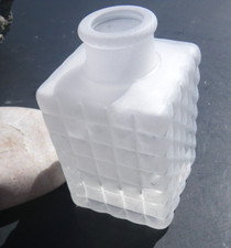 Sea Glass, Small Clear Square Bottle with Dimond Pressed Pattern