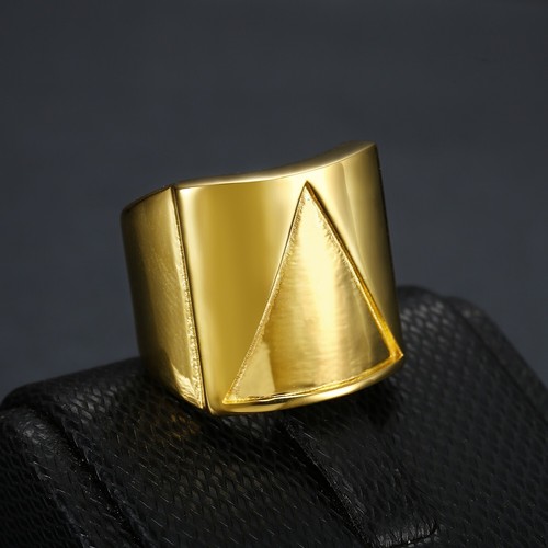 Men's Vintage Triangle Shield Wedding Ring Stainless Steel Retro Biker Punk Ring - Picture 5 of 9