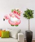Watercolour Flamingo Gnome Flower Vinyl Sticker Summer Car Nursery Decal a839
