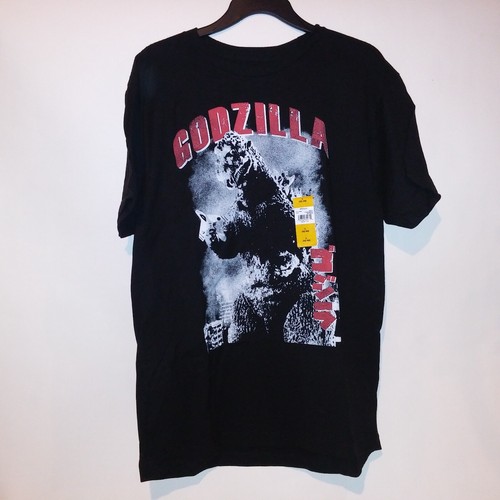 Godzilla T-Shirt Herren Graphic Tee Large Schwarz Rot Kurzarm Rundhals Neu