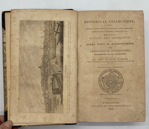 1839 FIRST EDITION Barber Historical Collections of Massachusetts Map & Illus. - Imagen 5 de 21