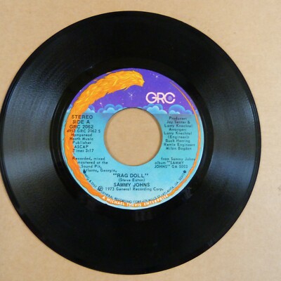 45rpm 7'' single SAMMY JOHNS rag doll / friends of mine 1973, GRC 2062