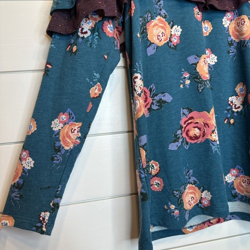 435 by Matilda Jane Top Size 12 Big Girl's Blue Lovely Roses Long Sleeve Ruffle - Picture 4 of 8