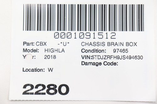 2017 - 2019 TOYOTA HIGHLANDER KEYLESS ENTRY TPMS RECEIVER MODULE OEM 897B00E040 - Picture 10 of 10