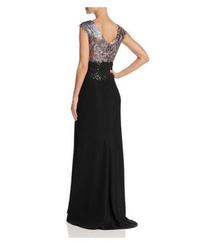 NUEVO SIN ETIQUETAS Perla Oscura y Negro Tadashi Shoji Lentequilla Encaje Cuerpo Talla 16 - Imagen 2 de 2