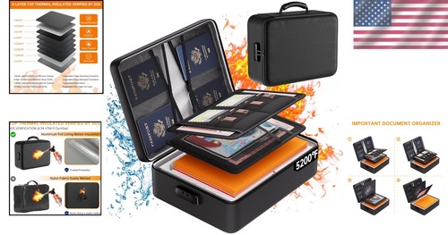 Stylish Fireproof & Waterproof Document Organizer - Perfect for Travel or Home - Picture 2 of 11