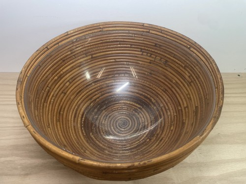 Runde Korbschale aus Rattan mit Bleistiftschilf und Kunststoffeinsatz - Bild 2 von 7