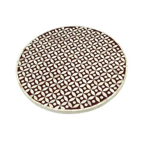 48 Zoll Runde Elegante Knocheneinlage Marmor Mitteltisch Arbeitsplatte Handarbeit Dekore - Bild 2 von 7