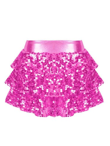 Kids Girls Sequins Tutu Mini Skirt Latin Jazz Dance Dress Gymnastics Costume - Picture 68 of 81