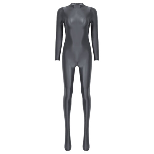 iEFiEL Damen Glänzende Overall mit Reißverschluss Sexy Jumpsuit Catsuit Clubwear - Bild 79 von 124