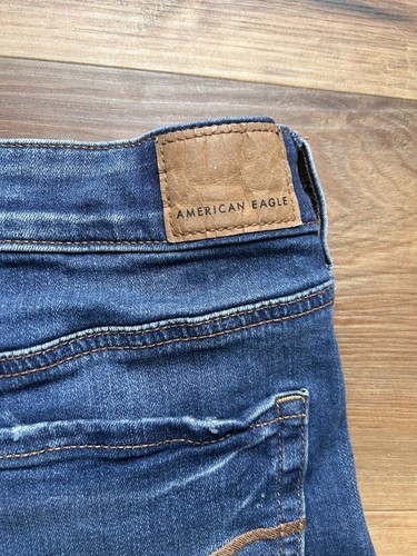 Damen American Eagle Distressed Destroyed Denim Shorts Größe 4 Super Stretch - Bild 8 von 8