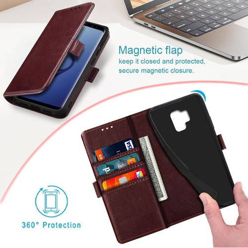 For Samsung Galaxy S9 S9+ S9 Plus Leather Case Wallet Cover Screen Protector - 第 18/45 張圖片