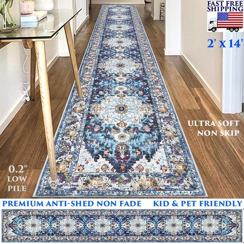RUNNER FOR HALLWAYS 2' X 14' EXTRA LONG WASHABLE KITCHEN RUNNER RUG BOHO RUNNER