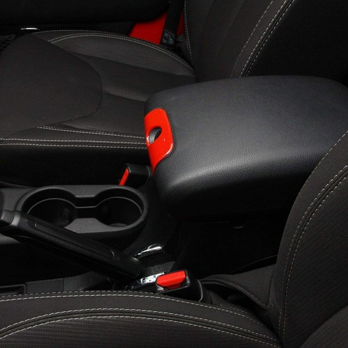 Central Armrest Box Keyhole Cover Trim Decoration for Jeep JK Wrangler 11-17 Red - Picture 6 of 9