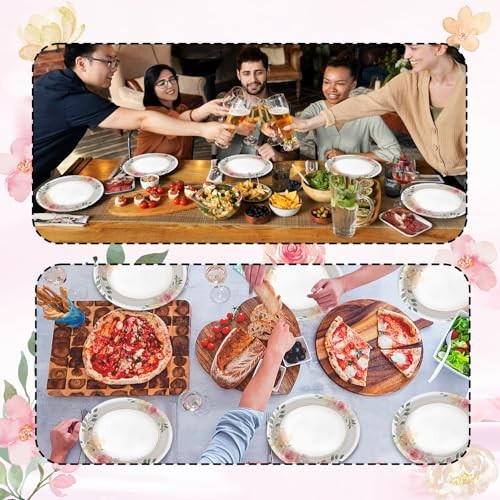 50 Count Floral Oval Paper Plates,10 x 12 In Large Disposable Dinner Floral - Picture 6 of 8