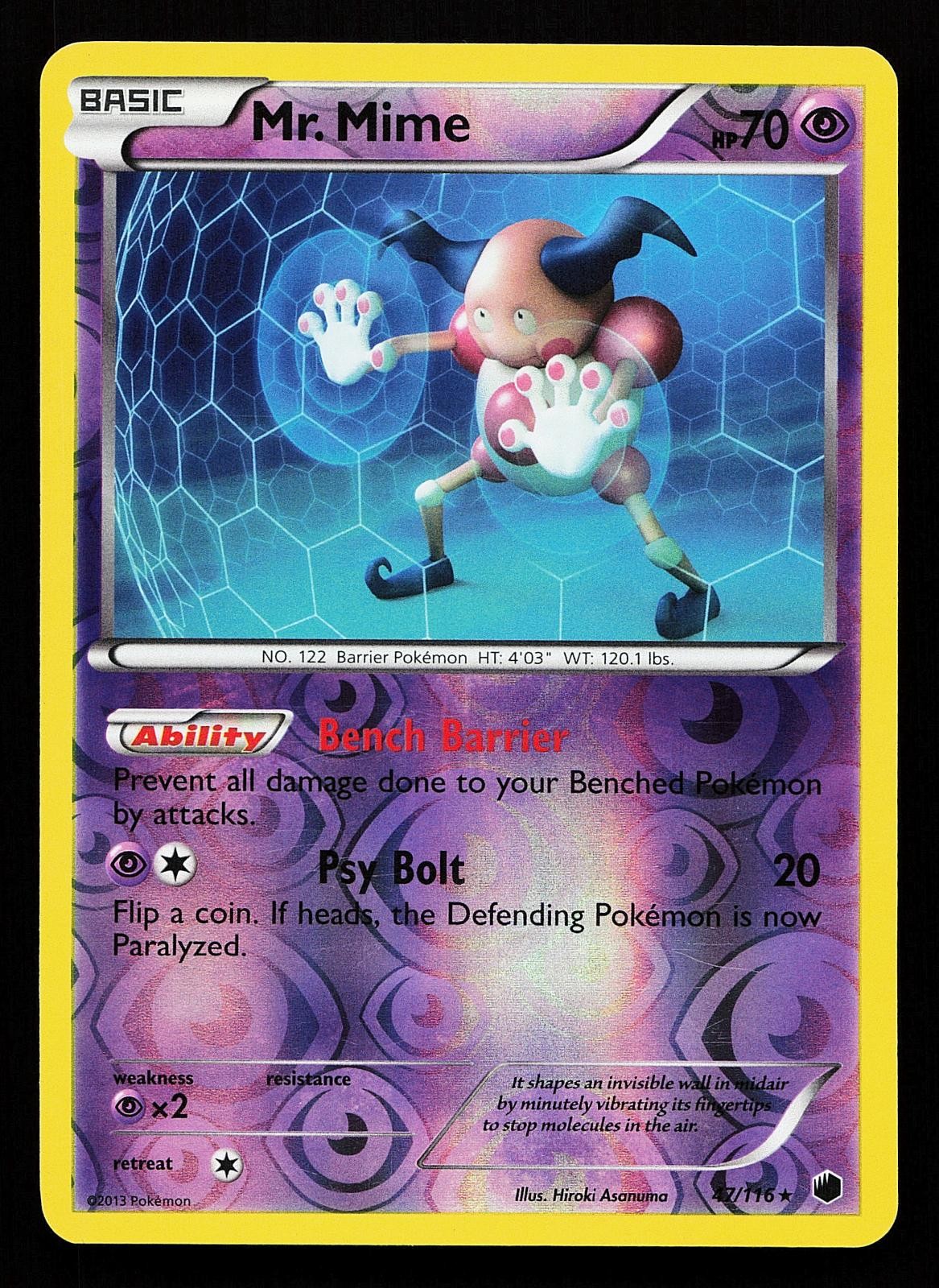 Mr. Mime 47/116 Reverse Holo Rare Plasma Freeze Pokemon Card