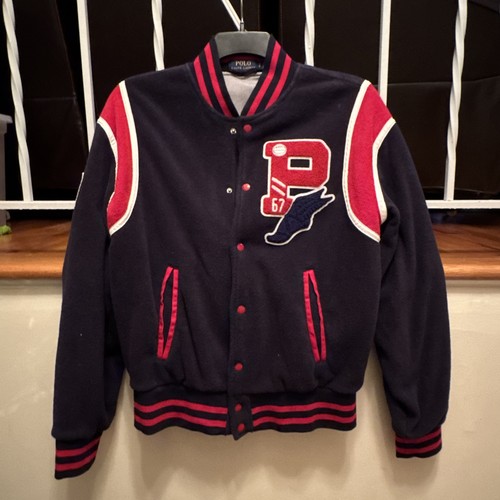 Polo Ralph Lauren P-Wing Baseball Fleece Varsity Letterman Jacket Mens Small