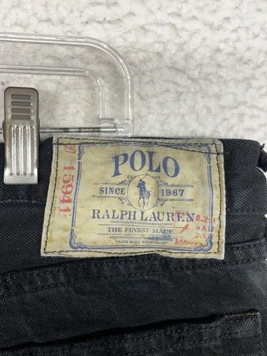 Polo Ralph Lauren Hudson Jeans Mens 34x32 Black Button Fly Boot Cut Denim Pants - Picture 13 of 17