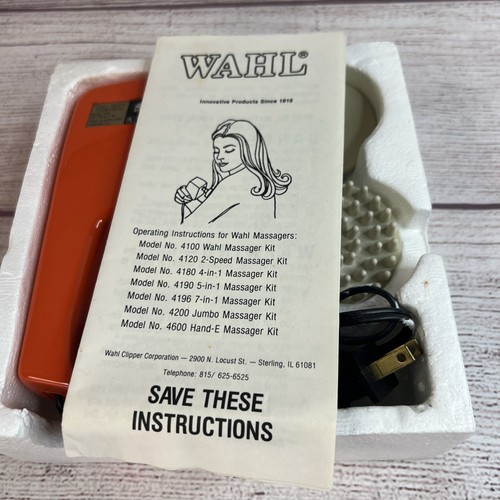 Vintage Wahl Massager Kit Complete 4 In 1 Model 4180 Orange Works - Picture 10 of 12