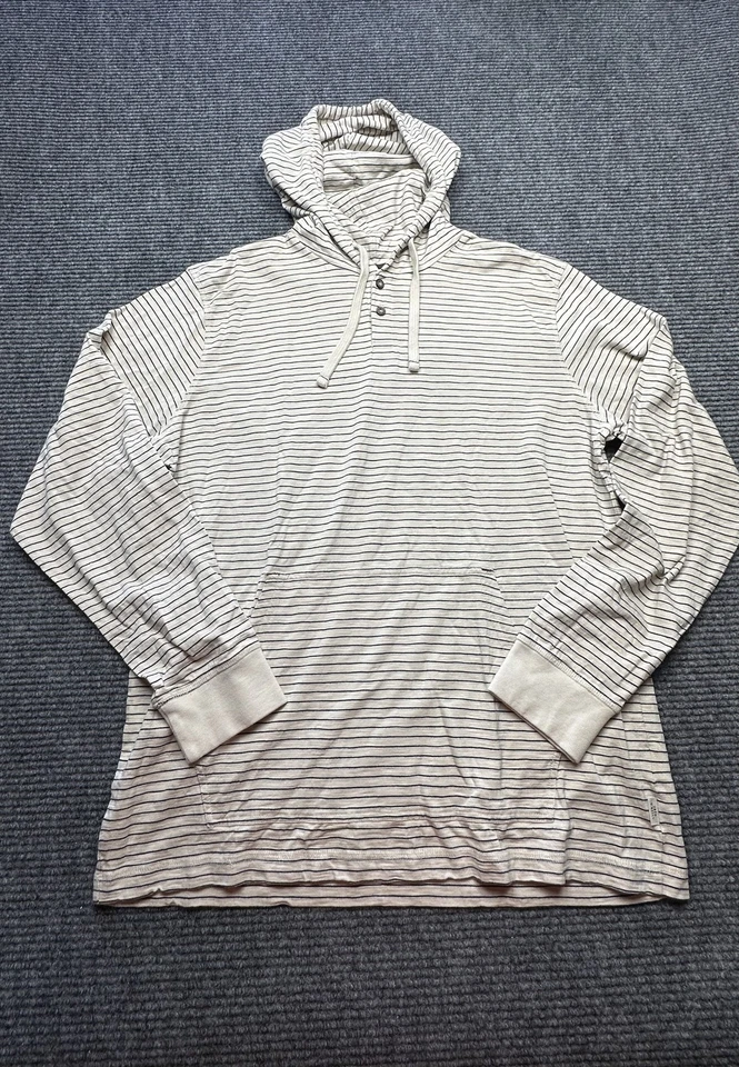 Jack O'Neill Pullover Sudadera con Capucha Para Hombre Grande Beige Azul Marino Rayas 100% Algodón Informal Foto 3 de 4