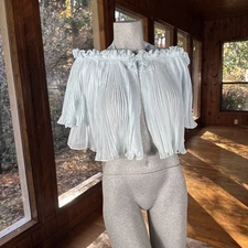 Vintage Bed Jacket 1940s/50s Vanity Fair Small Micro Pleat Sheer Chiffon Capelet