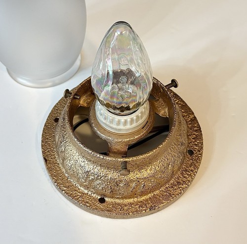 Lámpara de techo antigua esfera de hierro fundido Mission Tudor Arts de principios de 1900 de los años 20 de colección - Imagen 16 de 21