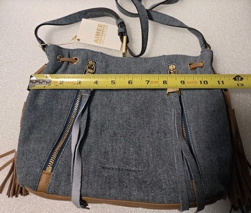 New W Tags Aimee Kestenberg Leather Shoulder Bag Fifth Ave Denim Leather Tassels - Picture 18 of 18