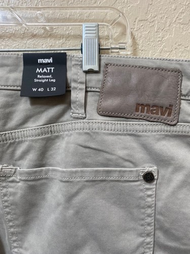 NEW Mavi Jeans Matt Pants Men 40x32 Light Gray Relaxed Straight Leg Stretch NWT - Picture 7 of 7