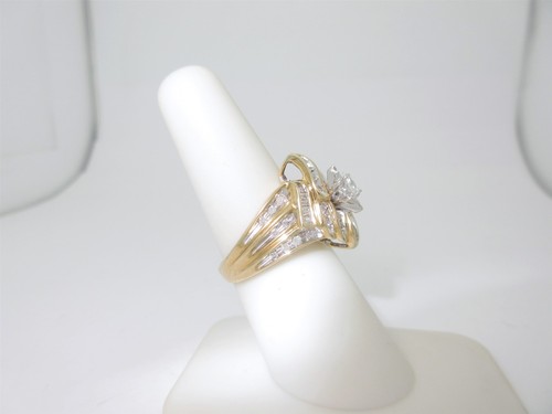 Anillos Diamantes Naturales Marquesa Joyería Vintage Oro 18k Aniversario Talla 7 R904 - Imagen 4 de 10
