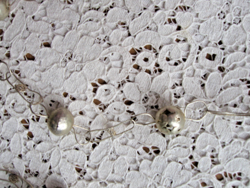 VTG 1970 SILVER MEXICAN WEDDING LASSO FILIGREE BALL CHAIN LINK 67"L NECKLACE - Picture 3 of 5