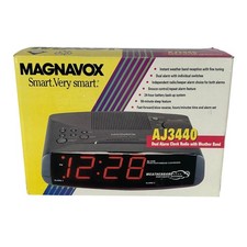 Magnavox AJ3440 Dual Alarm Clock Radio Weather Band Dark Grey New in Box Vintage