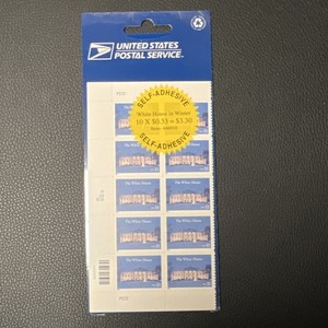 USPS White House in Winter 33c Stamp Booklet 10 Mint Never Hinged Self-Adhesive