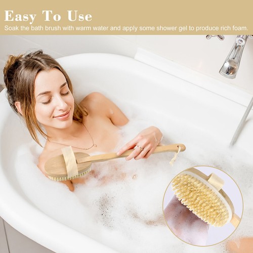 Cepillo de madera de cerdas naturales premium para baño ducha cuerpo espalda piel seca spa depurador - Imagen 4 de 9