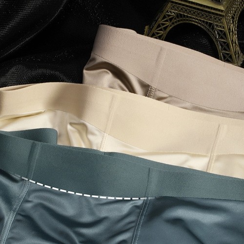 Classic Solid Color Ice Silk Boxer Shorts for Men Seamless Design and Comfort - Picture 5 of 28