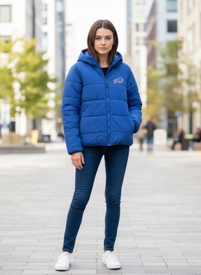 #ad NWT Antigua Women’s Blue M Buffalo Bills Universe Puff Jacket $65.00