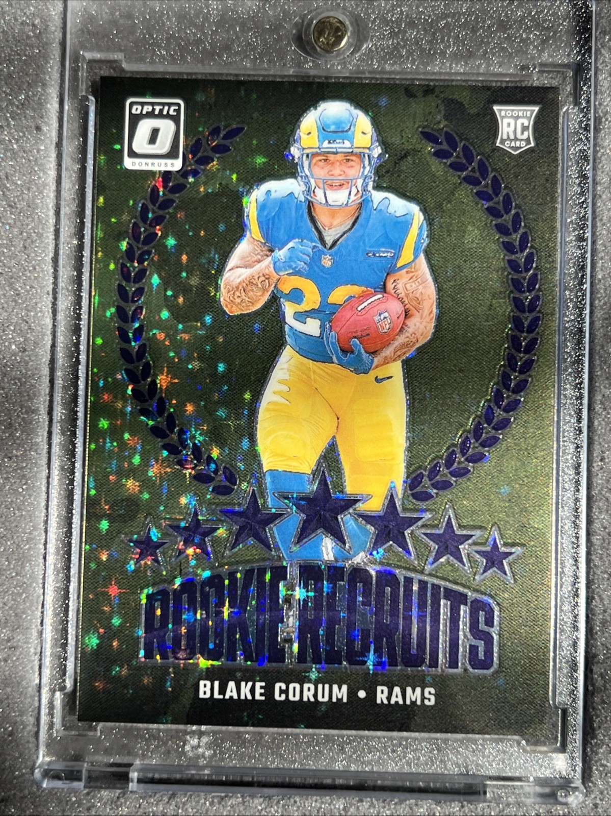 2024 Panini Donruss Optic Rookie Recruits Blake Corum #16 Purple Stars Prizm/25