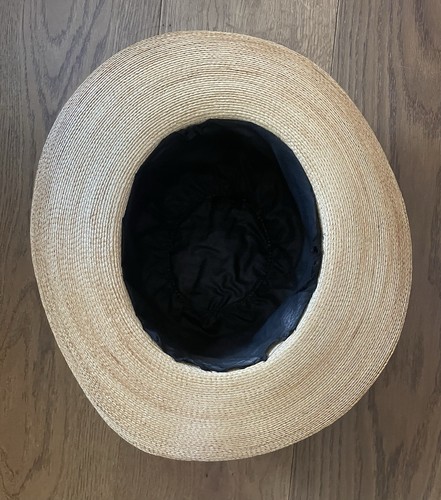 PRISTINE Early 1900s ANTIQUE Edwardian NAVY BLUE & Natural STRAW Womens Sun Hat - Picture 16 of 17
