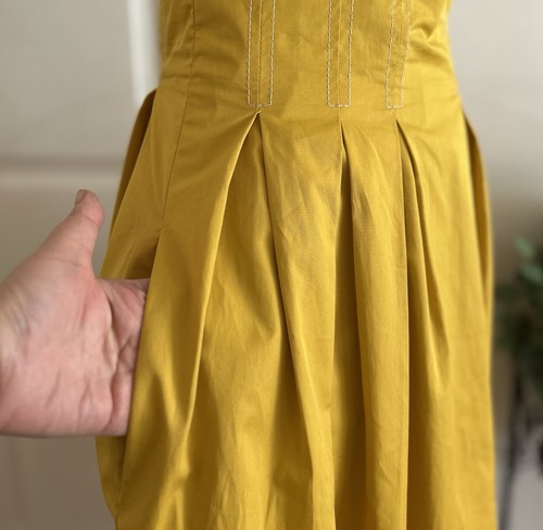 Zara Woman Mustard Yellow Pleated Midi Skirt High Waist Size XS - Picture 6 of 8