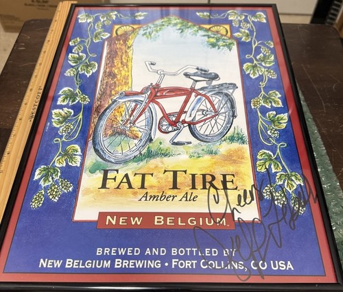 Signierter Jeff Lebesch Fat Tire Ale (Gründer von New Belgium Brewing) gerahmter Druck - Bild 1 von 8