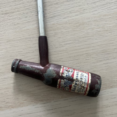Vintage Budweiser Bottle Putter Stahl Rechtshand 35" Schaft, Langhals Bier Neuheit