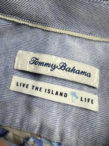 Tommy Bahama Hemd Herren Large beige blau Blumen Knopfleiste Baumwolle Hawaii - Bild 5 von 10