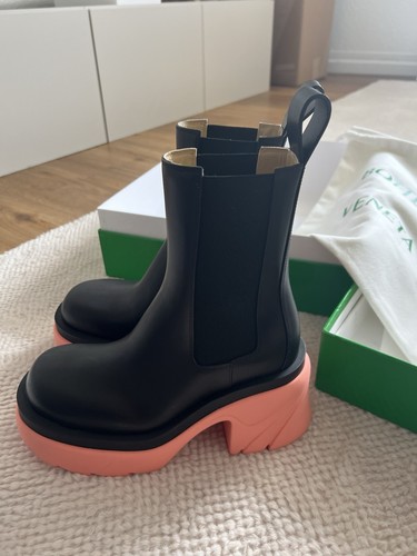 Bottega Veneta Flash Boots 37 Schwarz Pink Leder Chelsea Stiefeletten Neu Box - Bild 7 von 7